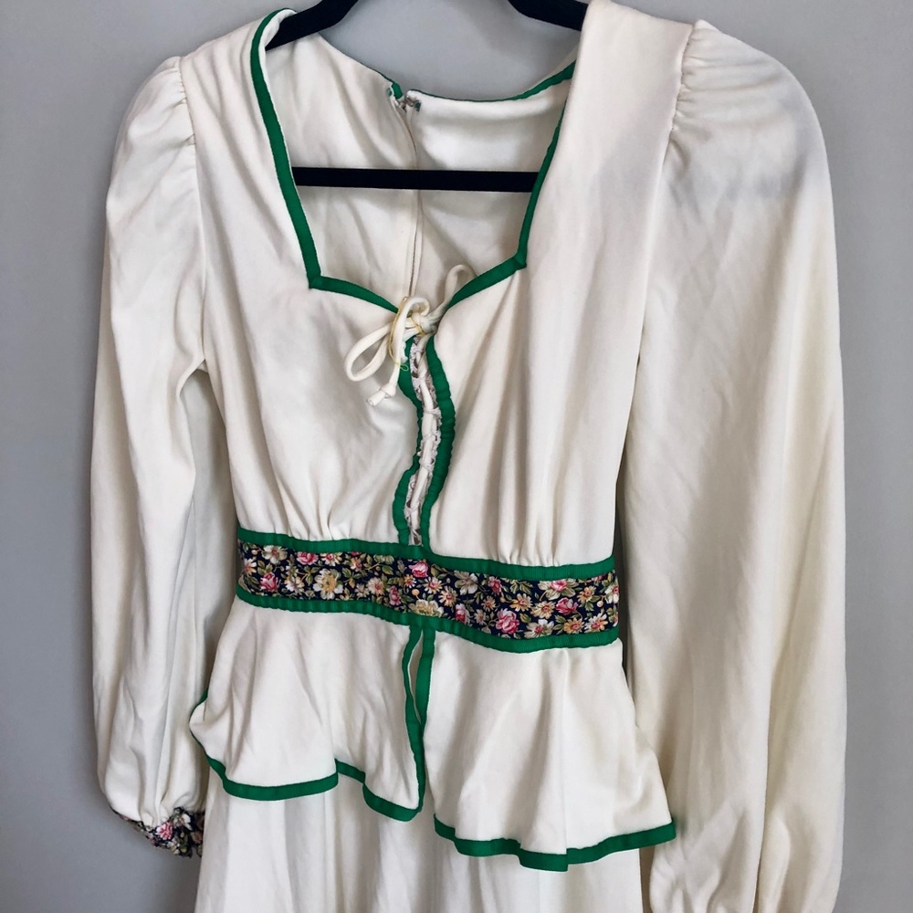 Vintage 1970s Union Made Corset Lace up Prairie Renaissance Style Dress - Picture 3 of 7